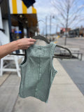 Washed Raw Edge Sleeveless Tank