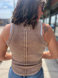 Washed Raw Edge Sleeveless Tank