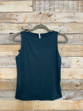 Textured Crepe Boat Neck Double Lined Fitted Tank