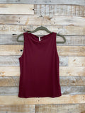 Textured Crepe Boat Neck Double Lined Fitted Tank
