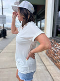 Solid V Neck Short Sleeve
