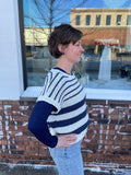 Striped Cap Sleeve Sweater
