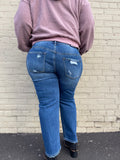 Risen Mid-Rise Distressed Boyfriend Jeans