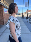 Floral Ruffle Sleeve Blouse