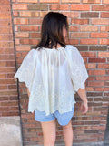 Floral Eyelet Scalloped Blouse