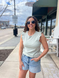 Embroidered Ruffle Sleeveless Top