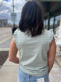 Embroidered Ruffle Sleeveless Top