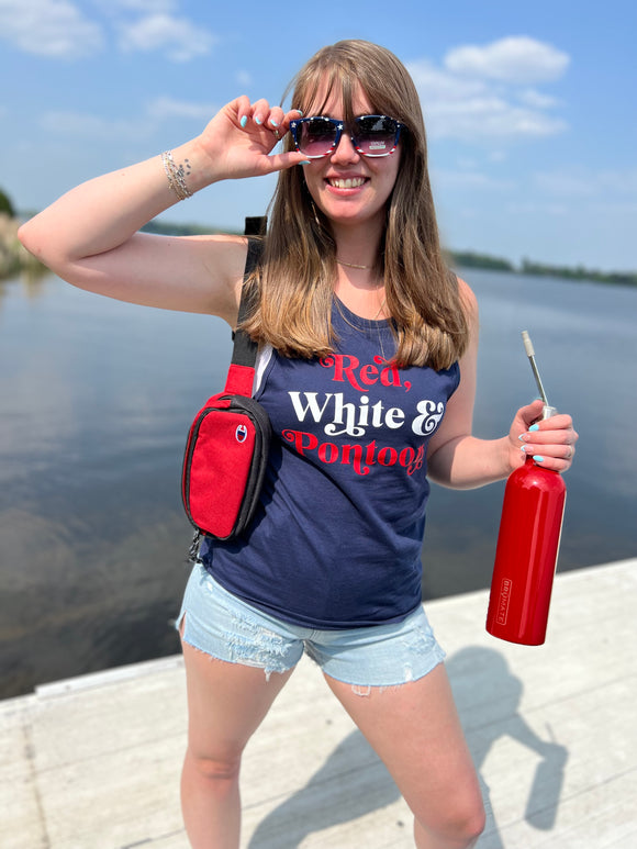 Graphic Red White and Pontoon Tank