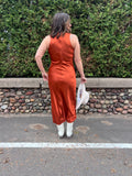 Racer Neck Sleeveless Midi Dress