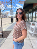 Striped V Neck Short Sleeve