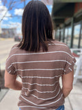 Striped V Neck Short Sleeve