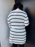 Basic Stripe Long Sleeve Open Cardigan