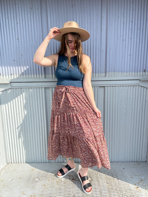 Floral Tiered Maxi Skirt
