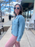 Vertical Striped Denim Jacket