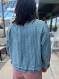 Vertical Striped Denim Jacket