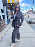 Zip Up Collared Sporty Jumpsuit