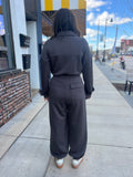 Zip Up Collared Sporty Jumpsuit