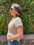 Split Neck Raw Edge Sweater
