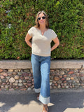 Split Neck Raw Edge Sweater