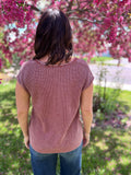 Ribbed V Neck Henley