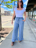 Ruffle Bottom Wide Leg Pants