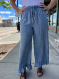 Ruffle Bottom Wide Leg Pants