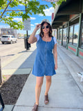 Zip Up Denim Mini Dress