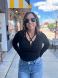 V Neck Ruched Long Sleeve