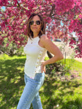 Asymmetrical Button Detail Tank
