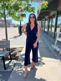 Sleeveless Surplice Cropped Jumpsuit