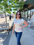 Floral Round Neck With Shirring