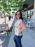 Floral Round Neck With Shirring