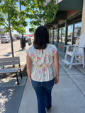 Floral Round Neck With Shirring