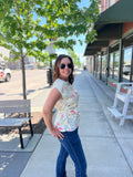 Floral Round Neck With Shirring