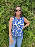 Embroidered Sleeveless Top