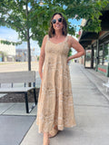 Floral Embroidered Sleeveless Midi