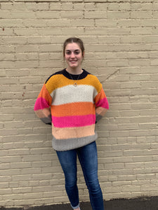 Multi Color Stripe Knit Sweater