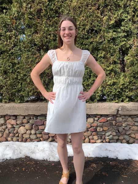 White Cap Sleeve Organza Dress Medium / White