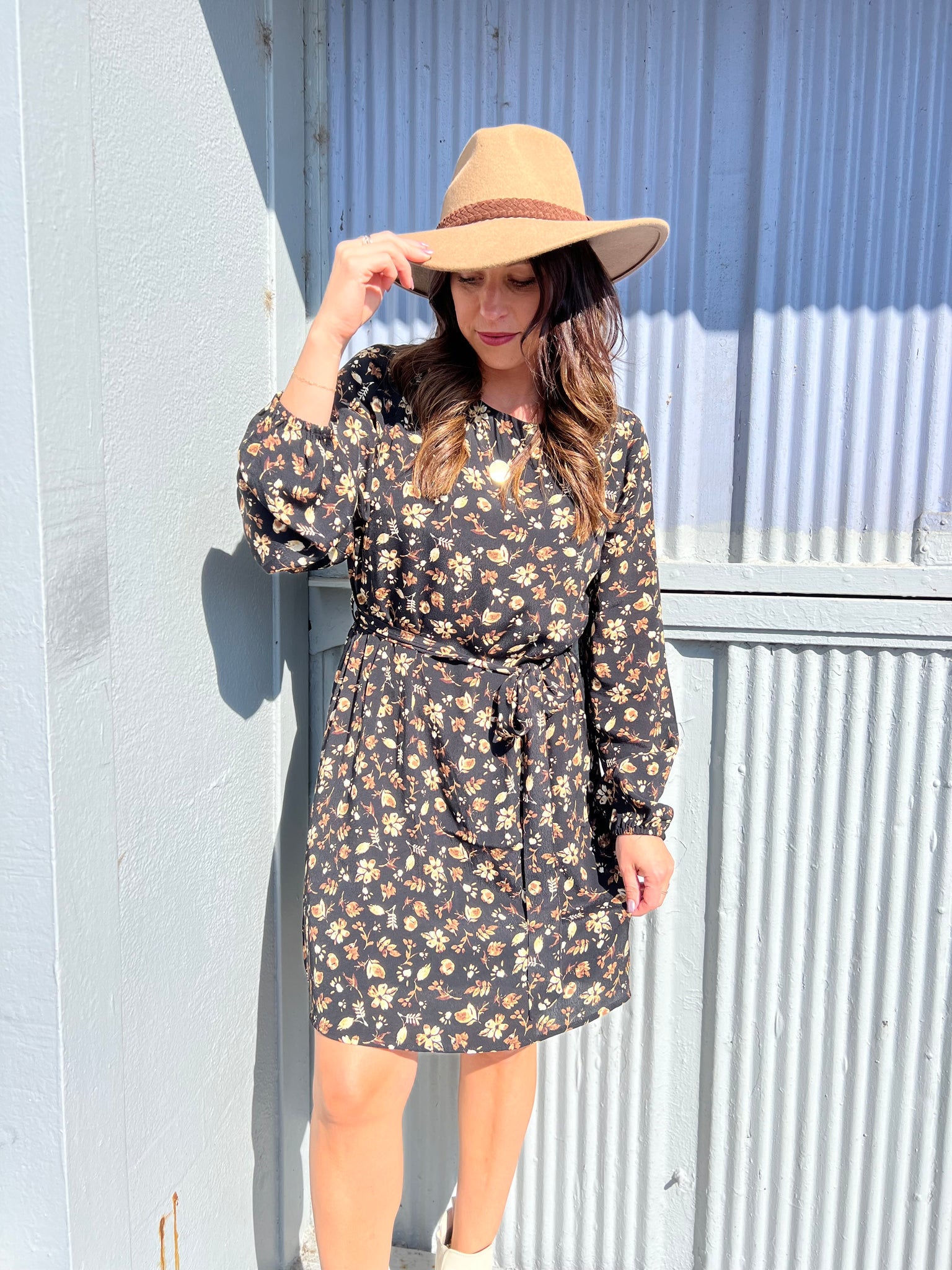 ditsy floral dress long sleeve Azazie Norah