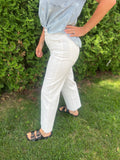 JBD White Slim Wide Leg Jeans
