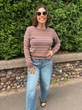 Striped Crochet Knit Long Sleeve