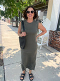 Round Neck Sleeveless Scuba Maxi Dress