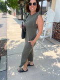 Round Neck Sleeveless Scuba Maxi Dress