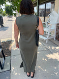 Round Neck Sleeveless Scuba Maxi Dress