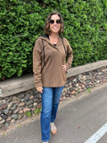 Ribbed Hooded Sweatshirt