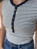 Sleeveless Striped Henley
