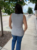Sleeveless Striped Henley