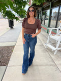 Ribbed Puff Sleeve Top