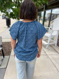 Floral Flutter Sleeve Blouse