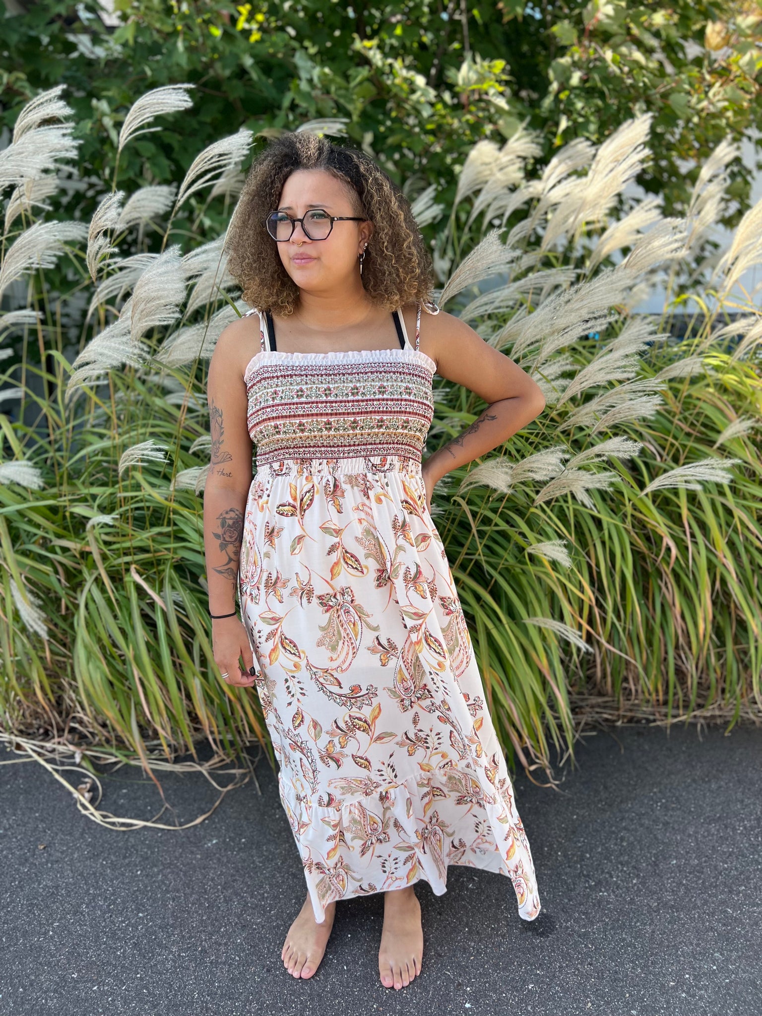 Boho Paisley Maxi Tie Shoulder Dress Paisley Floral / Large Boho Paisley Maxi Tie Shoulder Dress Paisley Floral / Large